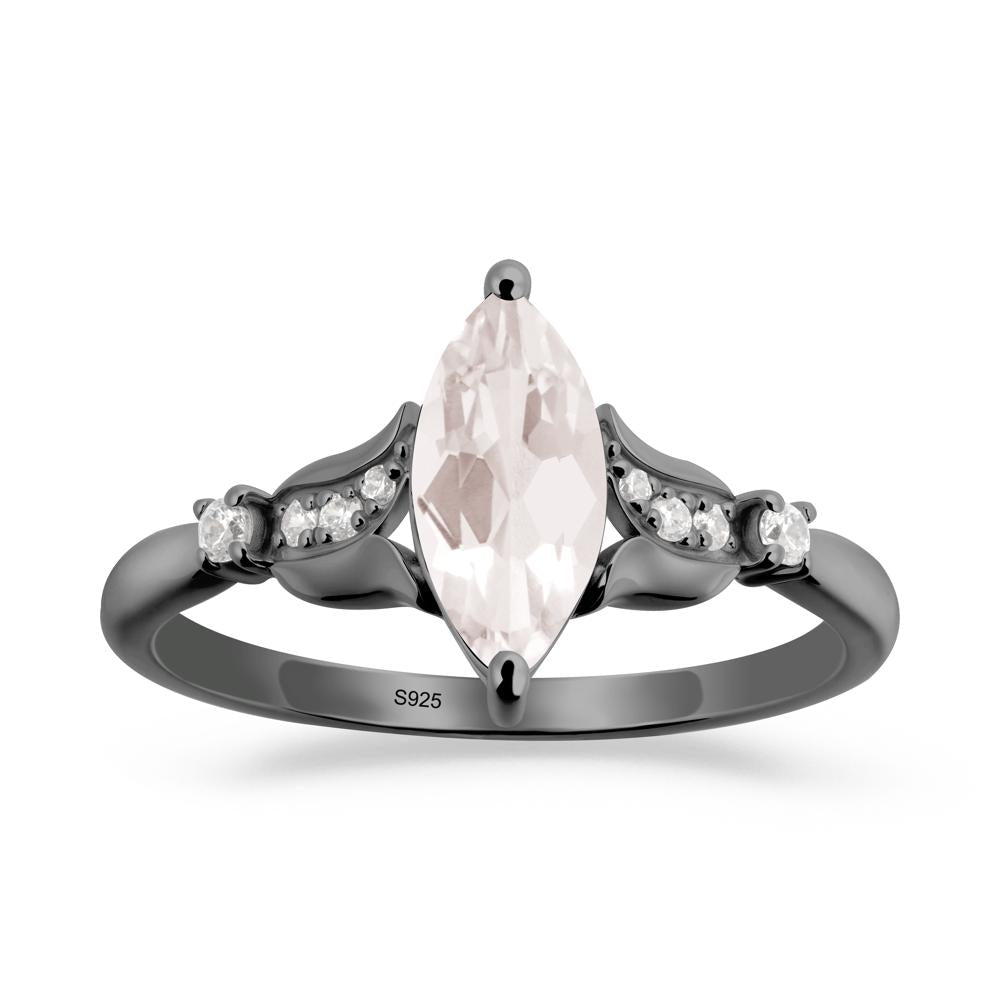 Marquise Morganite Floral Engagement Ring - LUO Jewelry #metal_black finish sterling silver