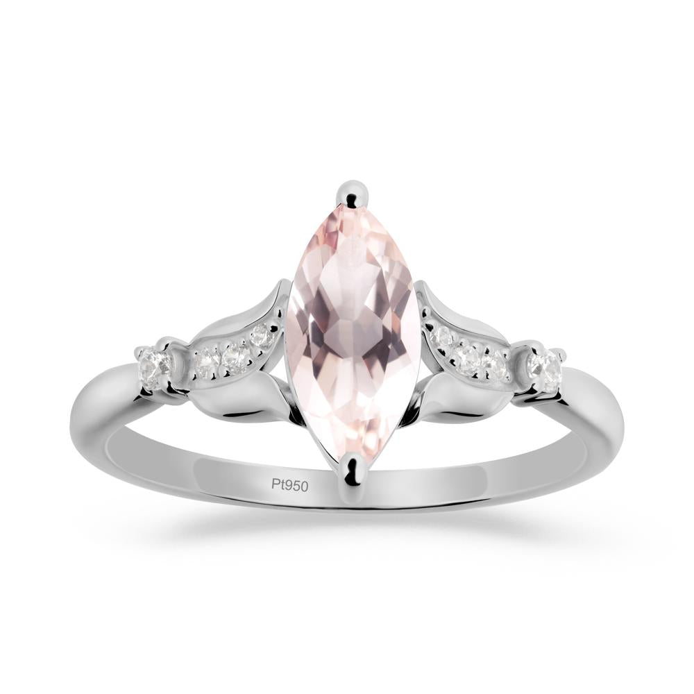 Marquise Morganite Floral Engagement Ring - LUO Jewelry #metal_platinum