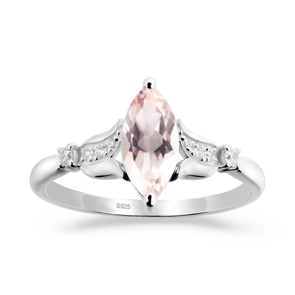 Marquise Morganite Floral Engagement Ring - LUO Jewelry #metal_sterling silver