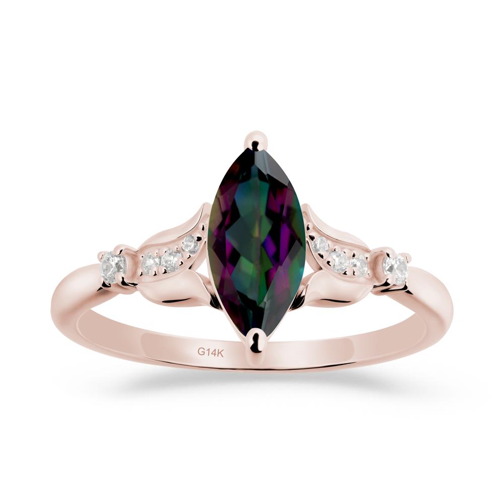 Marquise Mystic Topaz Floral Engagement Ring - LUO Jewelry #metal_14k rose gold