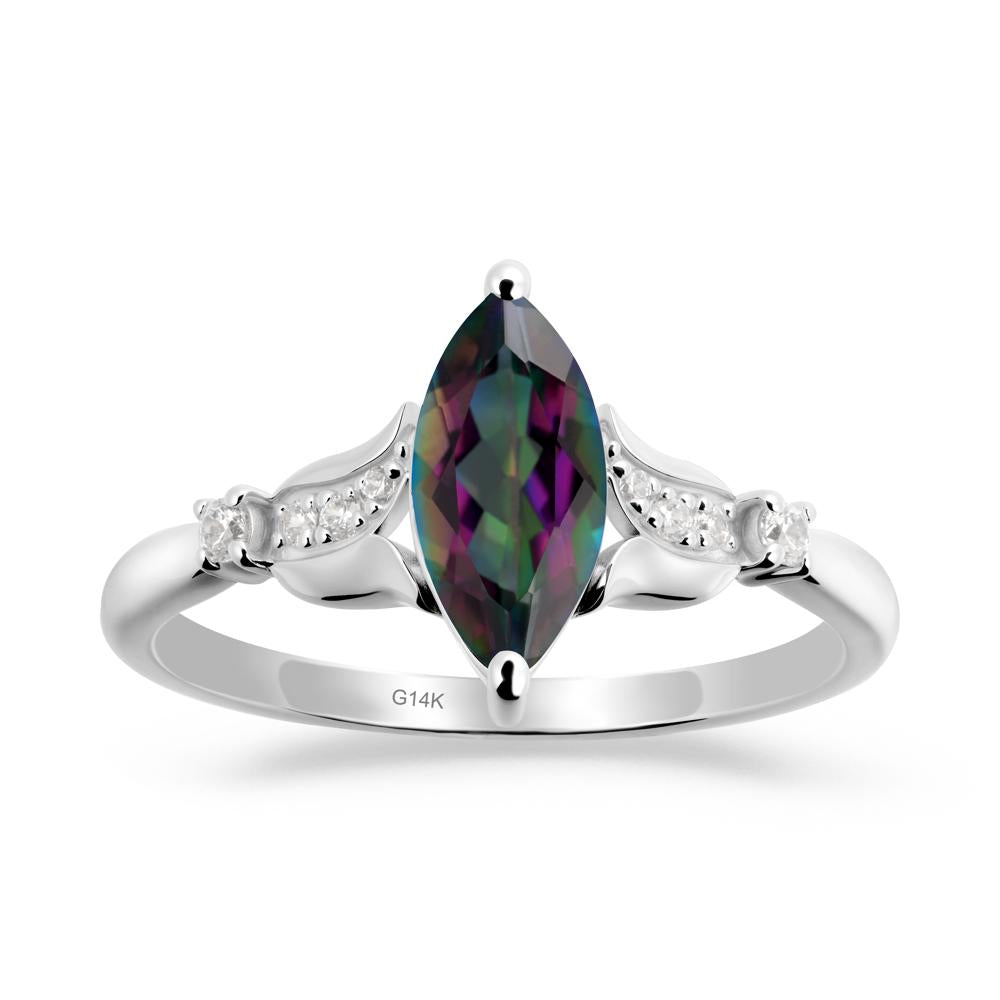 Marquise Mystic Topaz Floral Engagement Ring - LUO Jewelry #metal_14k white gold