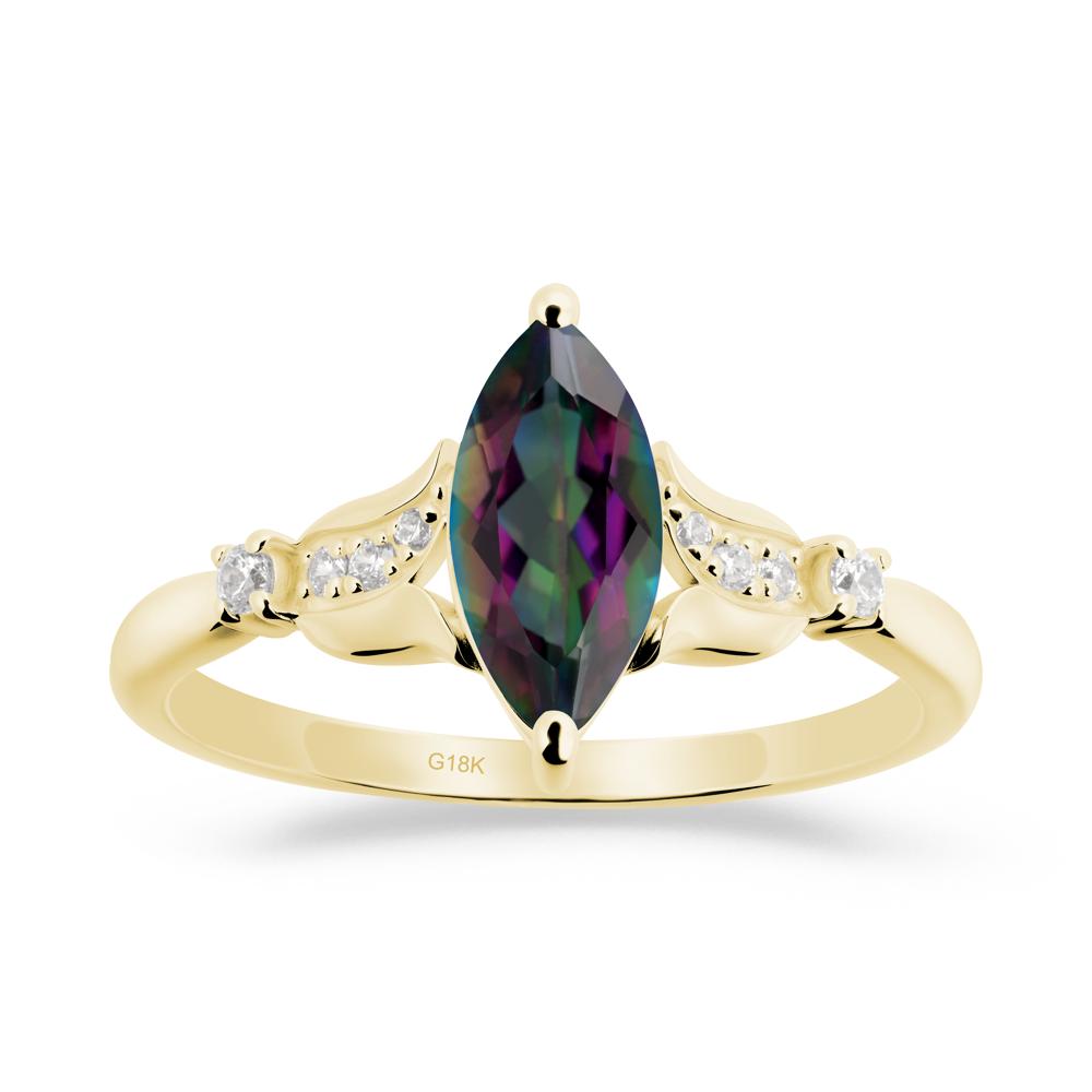 Marquise Mystic Topaz Floral Engagement Ring - LUO Jewelry #metal_18k yellow gold