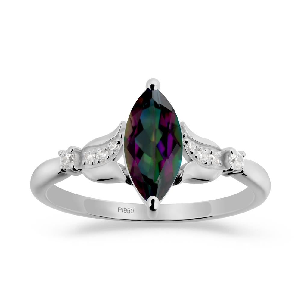 Marquise Mystic Topaz Floral Engagement Ring - LUO Jewelry #metal_platinum