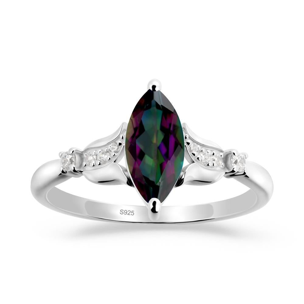 Marquise Mystic Topaz Floral Engagement Ring - LUO Jewelry #metal_sterling silver