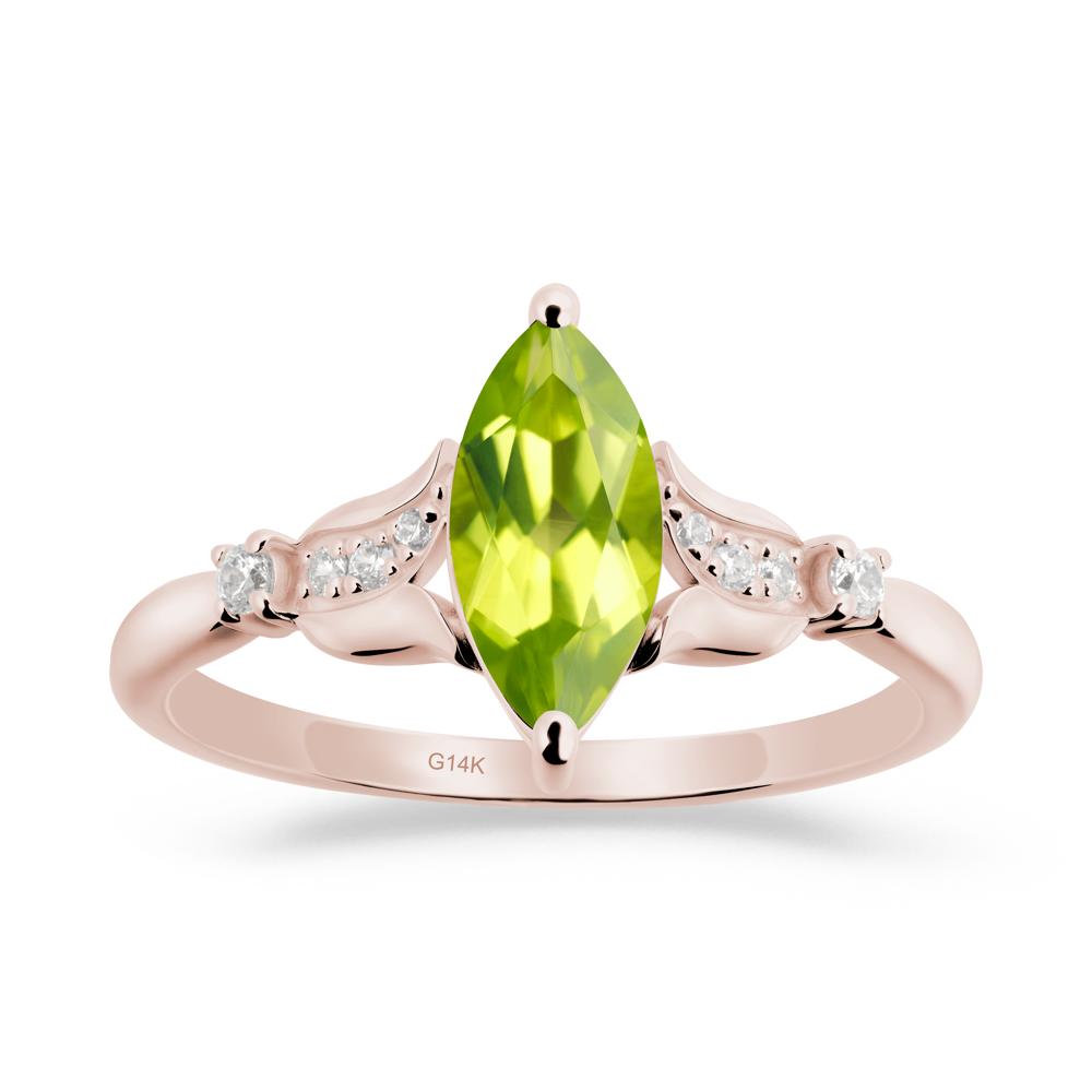 Marquise Peridot Floral Engagement Ring - LUO Jewelry #metal_14k rose gold
