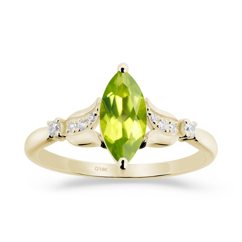 Marquise Peridot Floral Engagement Ring - LUO Jewelry #metal_14k yellow gold