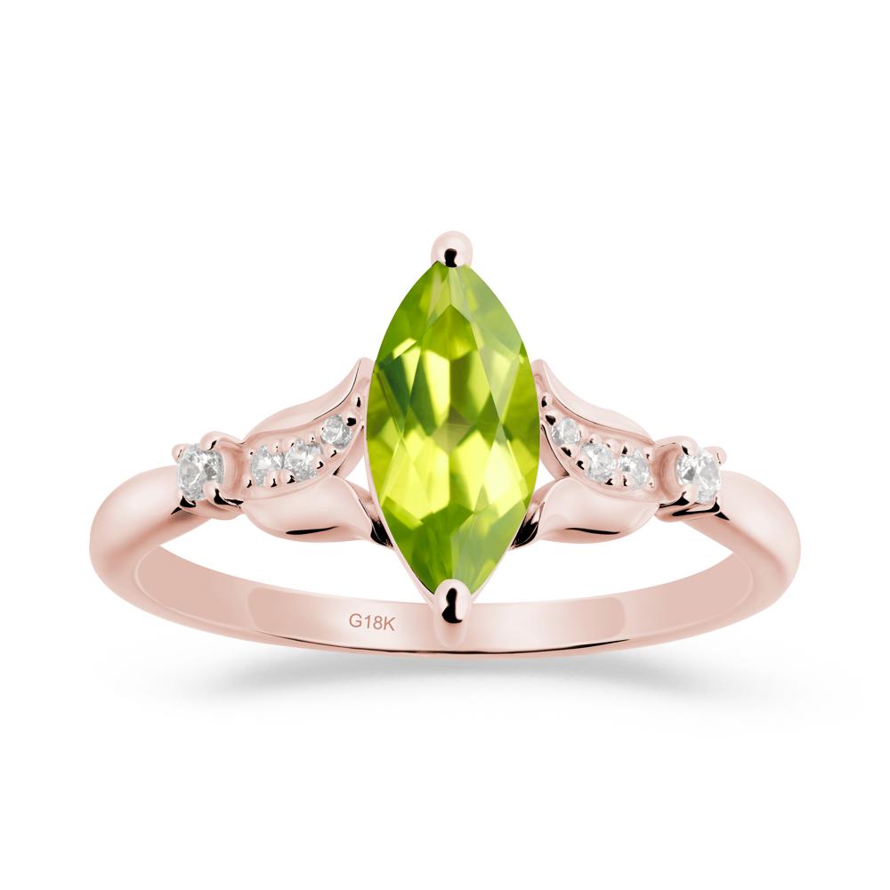 Marquise Peridot Floral Engagement Ring - LUO Jewelry #metal_18k rose gold