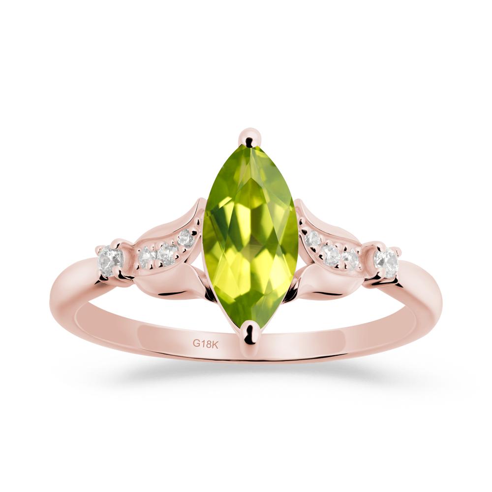 Marquise Peridot Floral Engagement Ring - LUO Jewelry #metal_18k rose gold