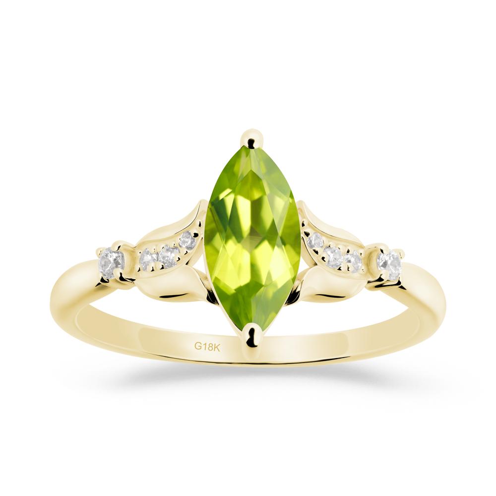 Marquise Peridot Floral Engagement Ring - LUO Jewelry #metal_18k yellow gold
