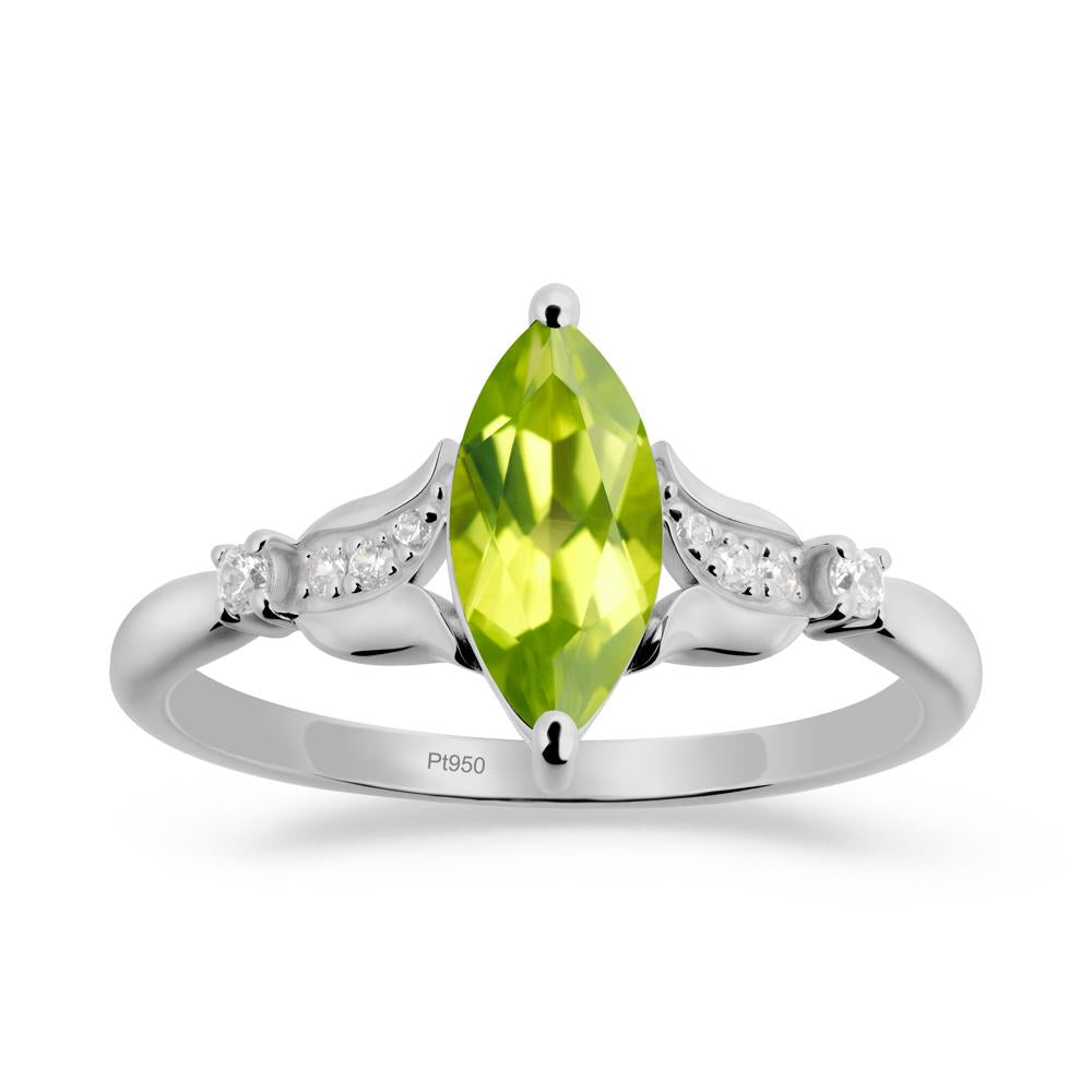 Marquise Peridot Floral Engagement Ring - LUO Jewelry #metal_platinum