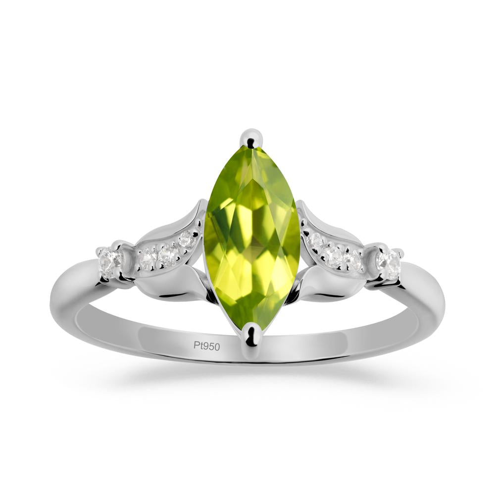 Marquise Peridot Floral Engagement Ring - LUO Jewelry #metal_platinum