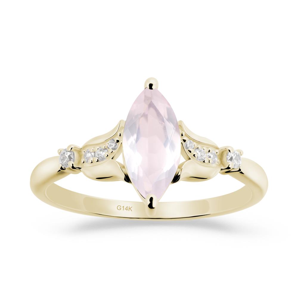 Marquise Rose Quartz Floral Engagement Ring - LUO Jewelry #metal_14k yellow gold