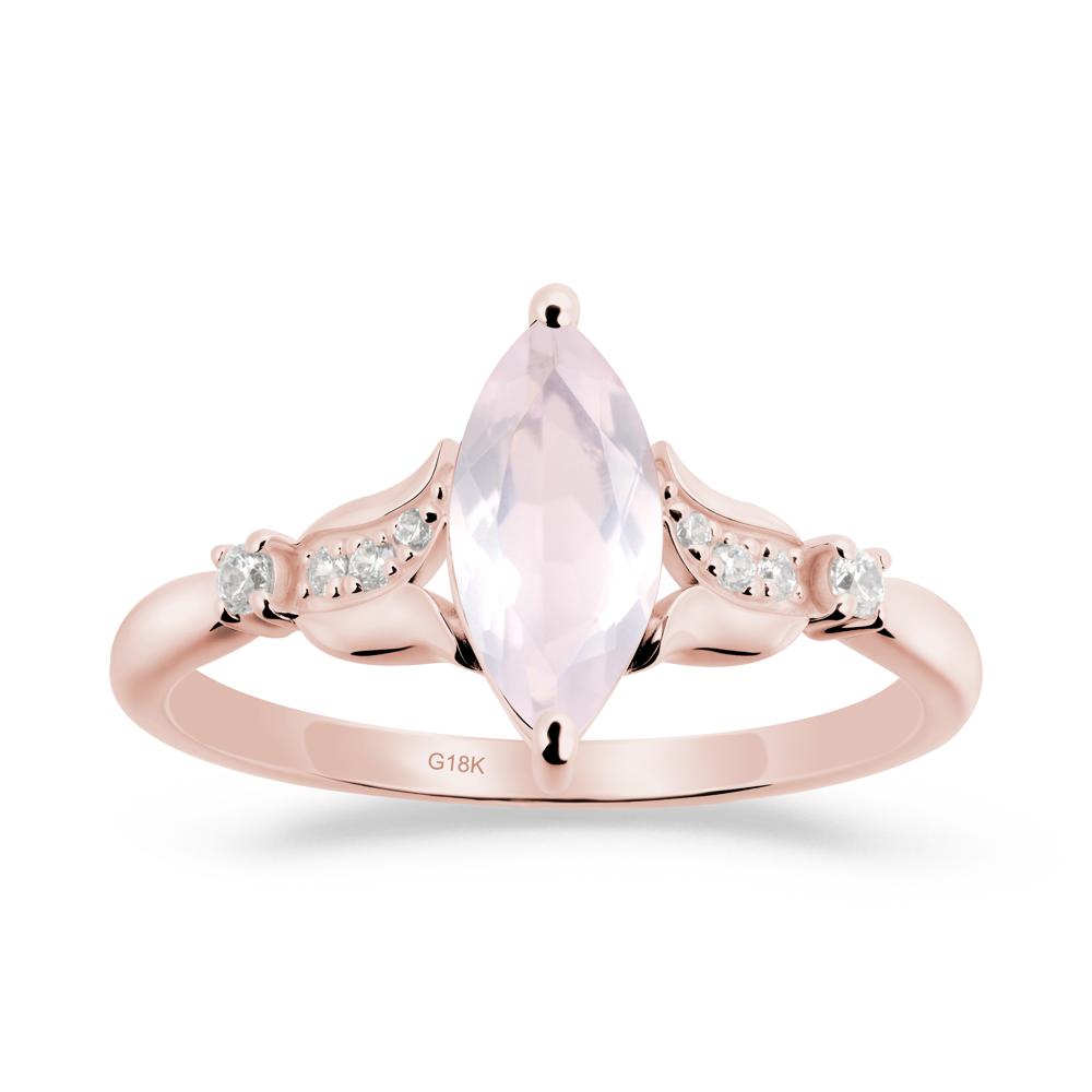 Marquise Rose Quartz Floral Engagement Ring - LUO Jewelry #metal_18k rose gold