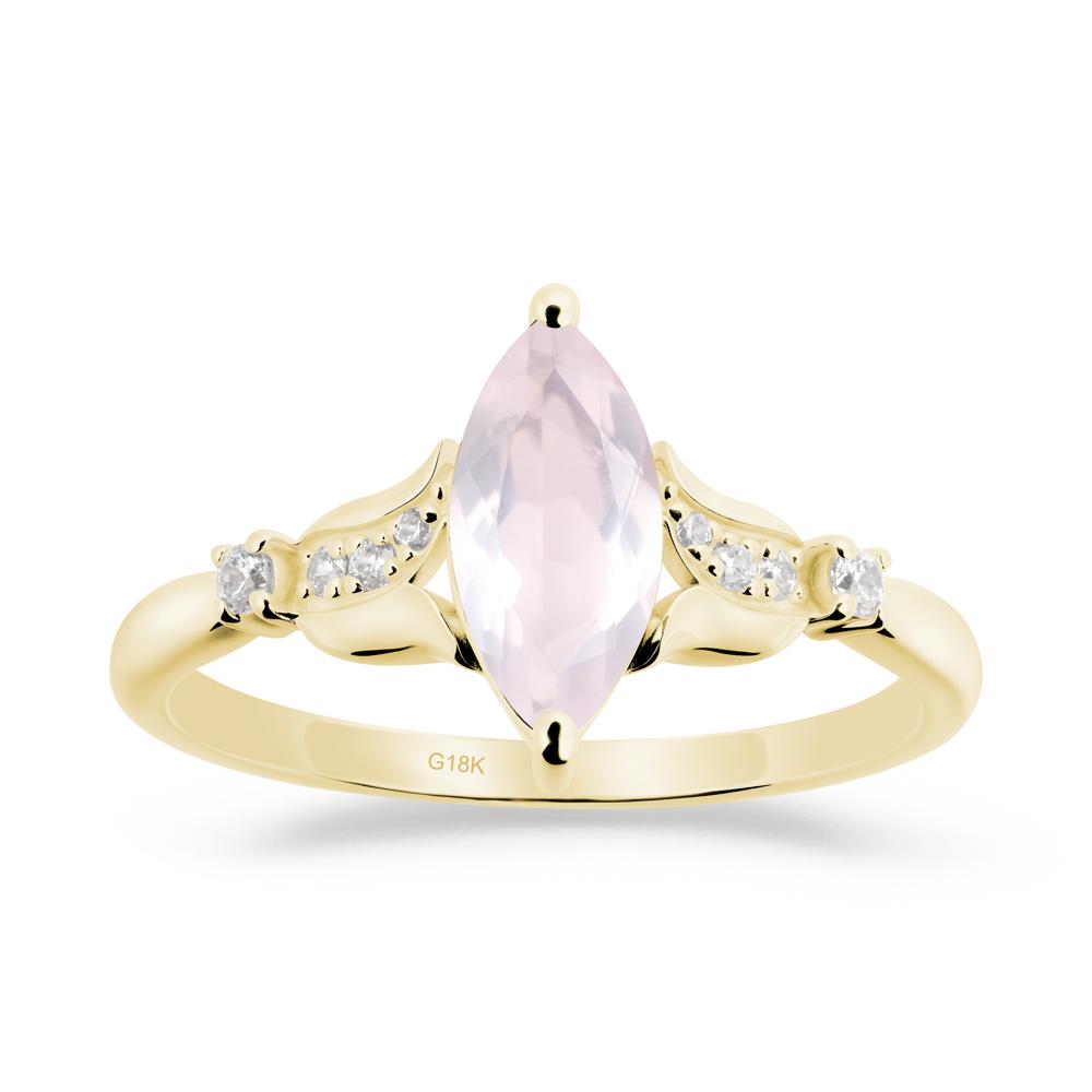 Marquise Rose Quartz Floral Engagement Ring - LUO Jewelry #metal_18k yellow gold