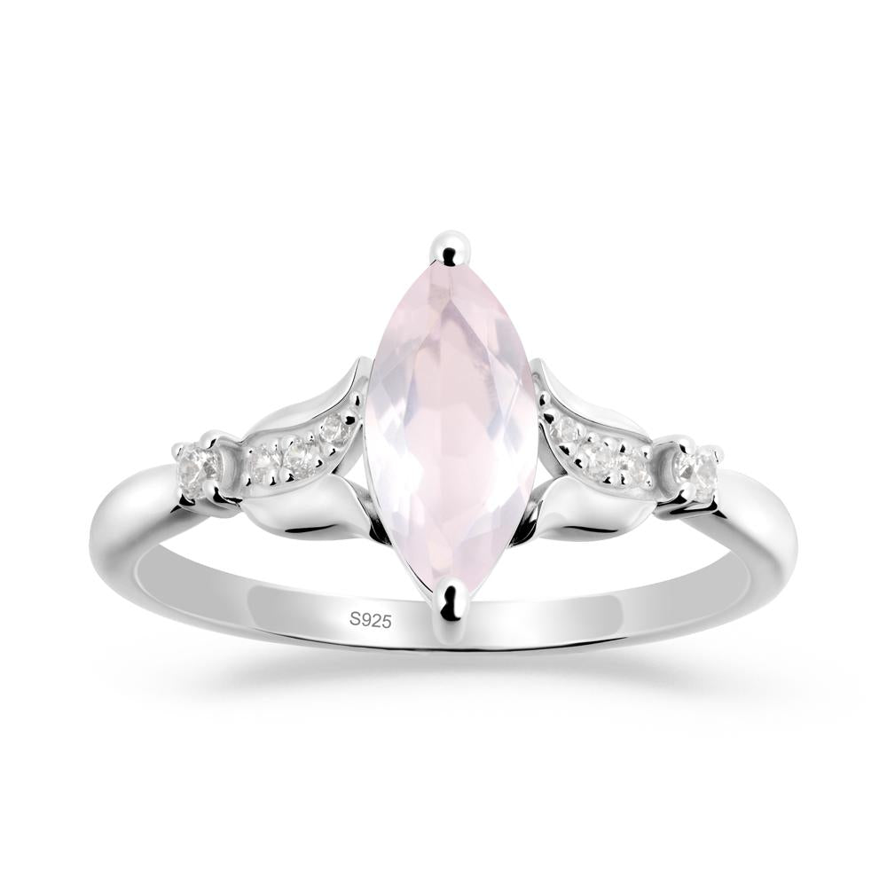 Marquise Rose Quartz Floral Engagement Ring - LUO Jewelry #metal_sterling silver