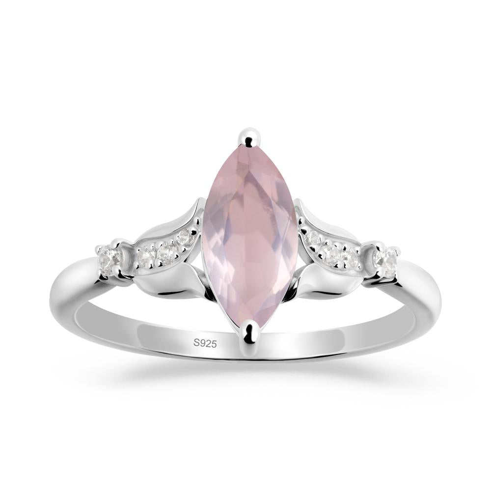 Marquise Rose Quartz Floral Engagement Ring - LUO Jewelry #metal_sterling silver