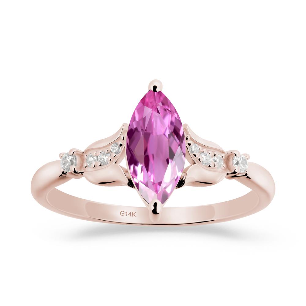 Marquise Pink Sapphire Floral Engagement Ring - LUO Jewelry #metal_14k rose gold