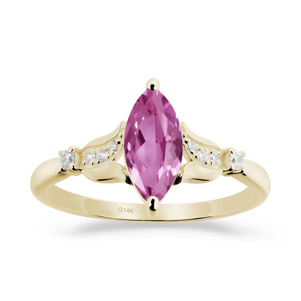 Marquise Pink Sapphire Floral Engagement Ring - LUO Jewelry #metal_14k yellow gold