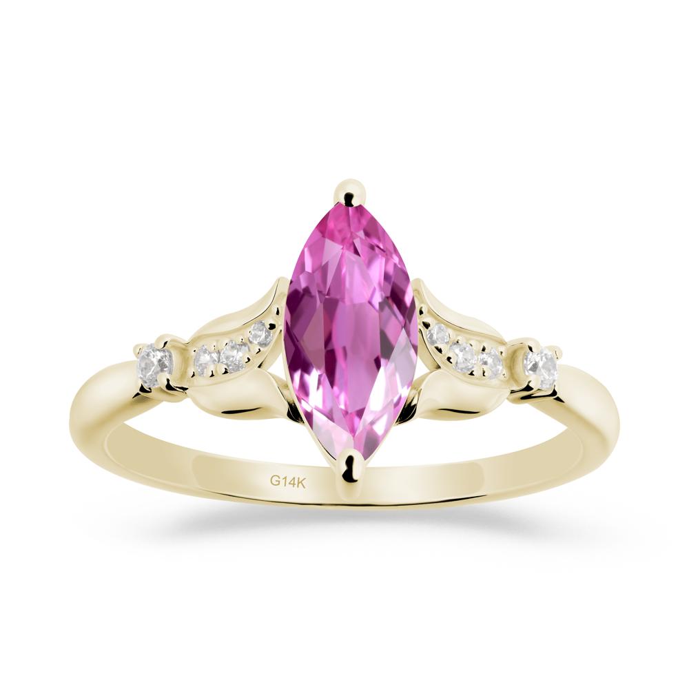 Marquise Pink Sapphire Floral Engagement Ring - LUO Jewelry #metal_14k yellow gold