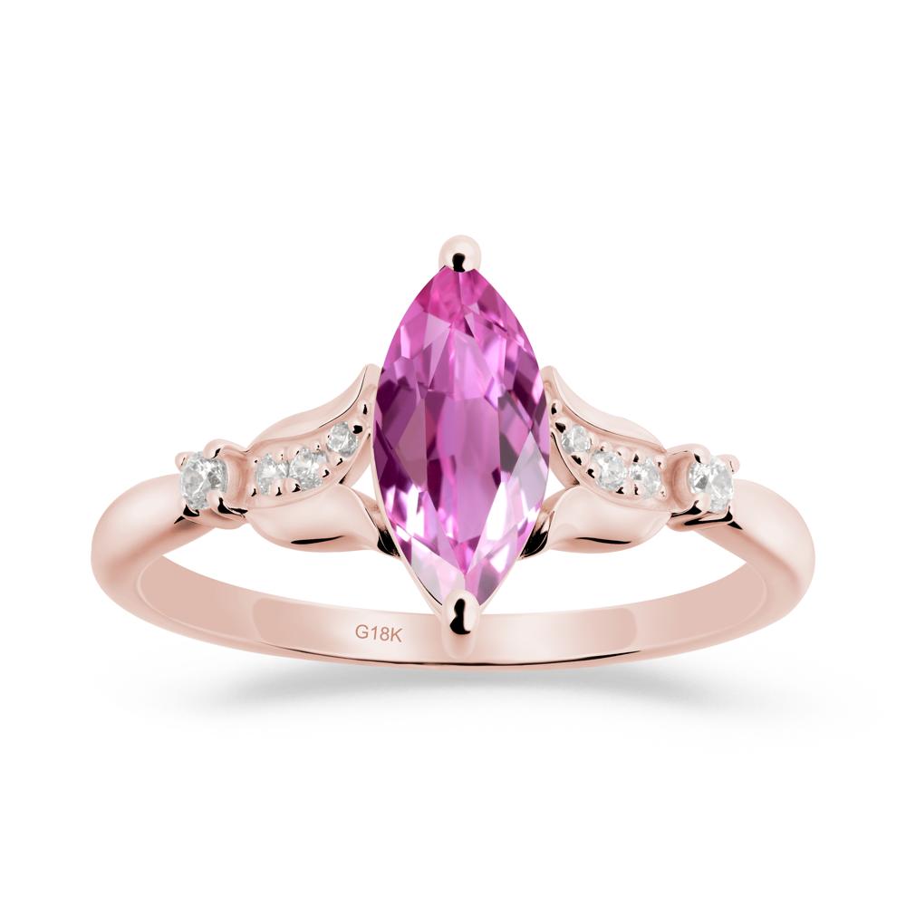 Marquise Pink Sapphire Floral Engagement Ring - LUO Jewelry #metal_18k rose gold