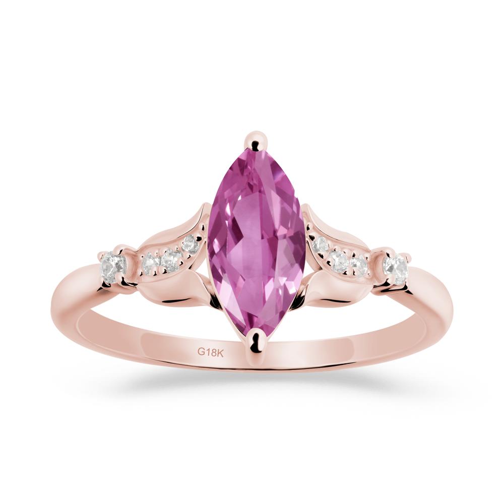 Marquise Pink Sapphire Floral Engagement Ring - LUO Jewelry #metal_18k rose gold