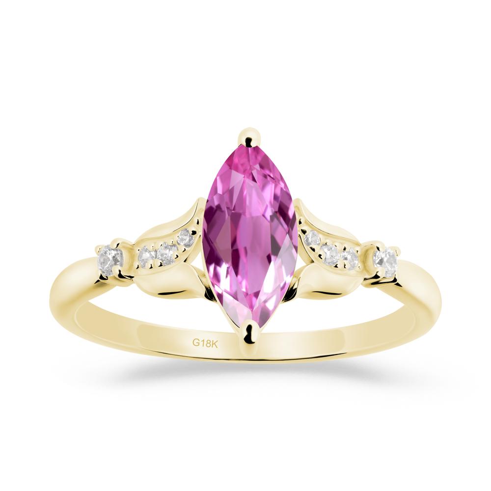 Marquise Pink Sapphire Floral Engagement Ring - LUO Jewelry #metal_18k yellow gold