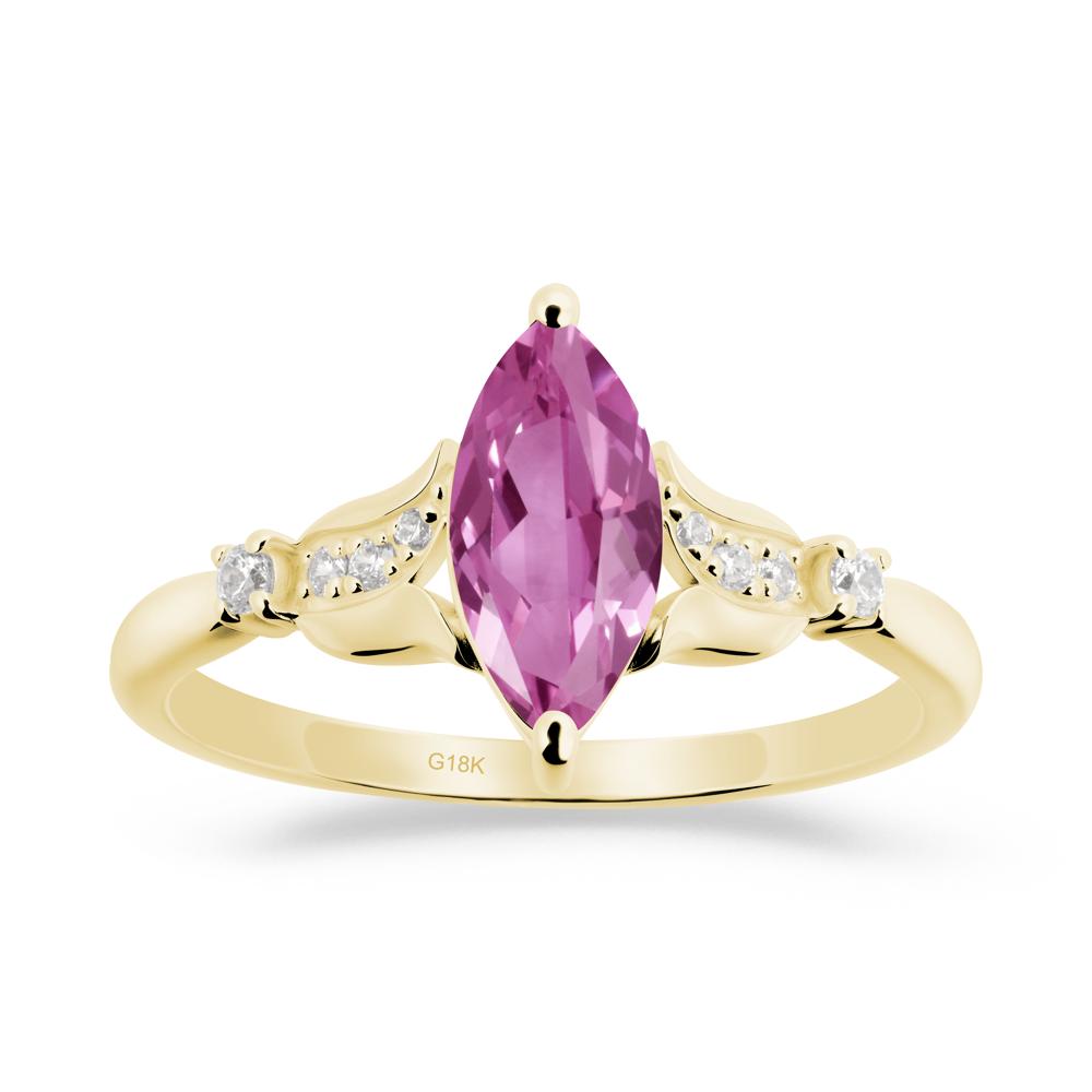 Marquise Pink Sapphire Floral Engagement Ring - LUO Jewelry #metal_18k yellow gold