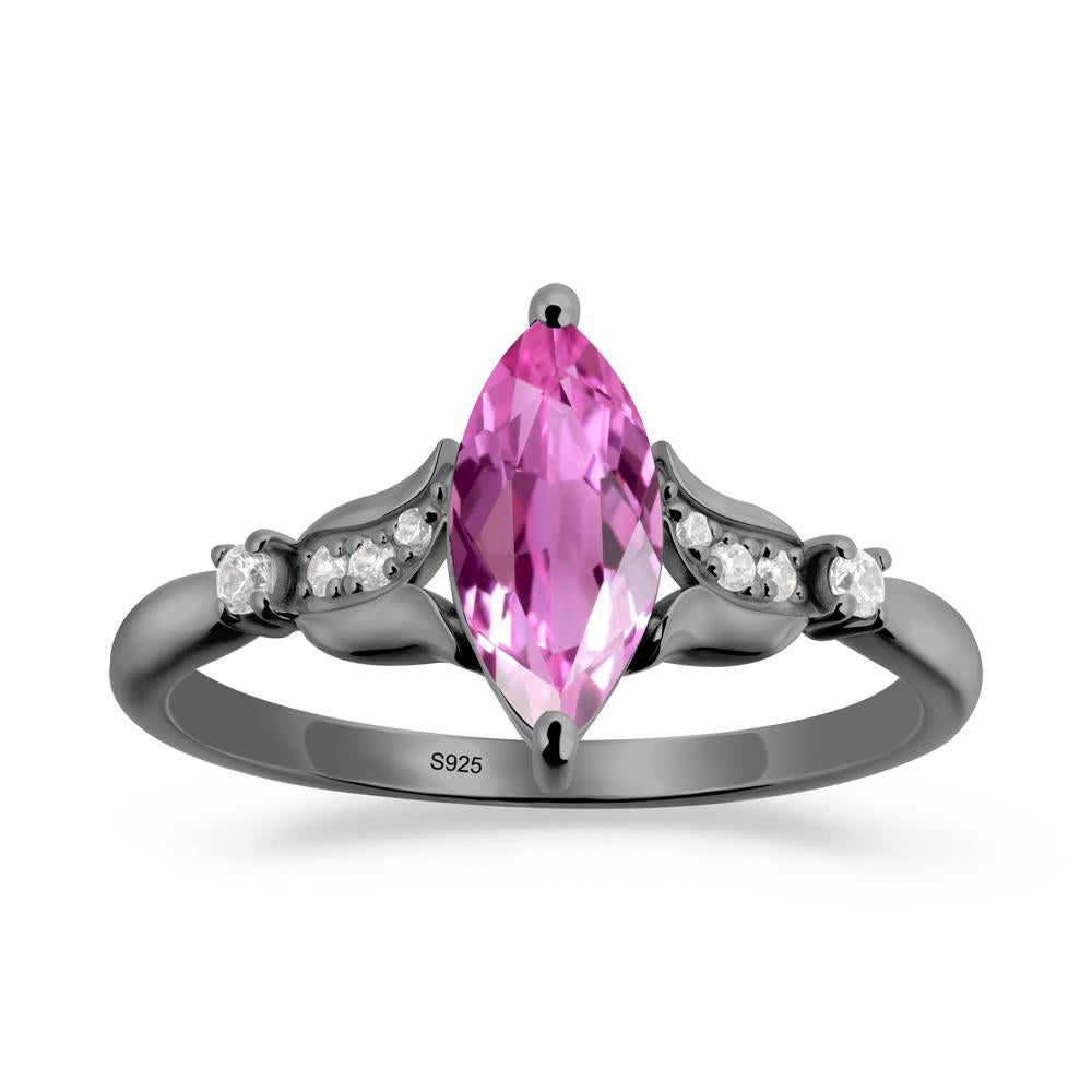 Marquise Pink Sapphire Floral Engagement Ring - LUO Jewelry #metal_black finish sterling silver