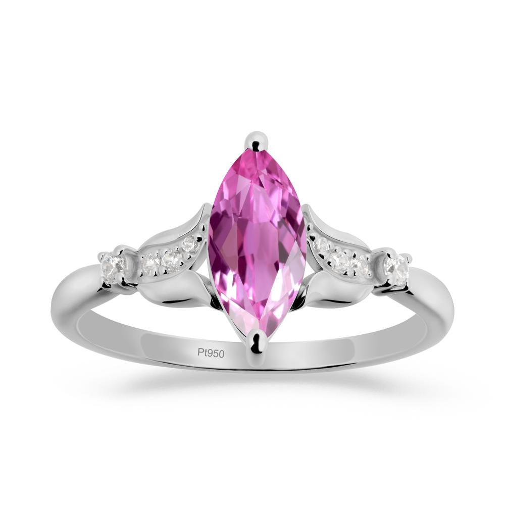 Marquise Pink Sapphire Floral Engagement Ring - LUO Jewelry #metal_platinum