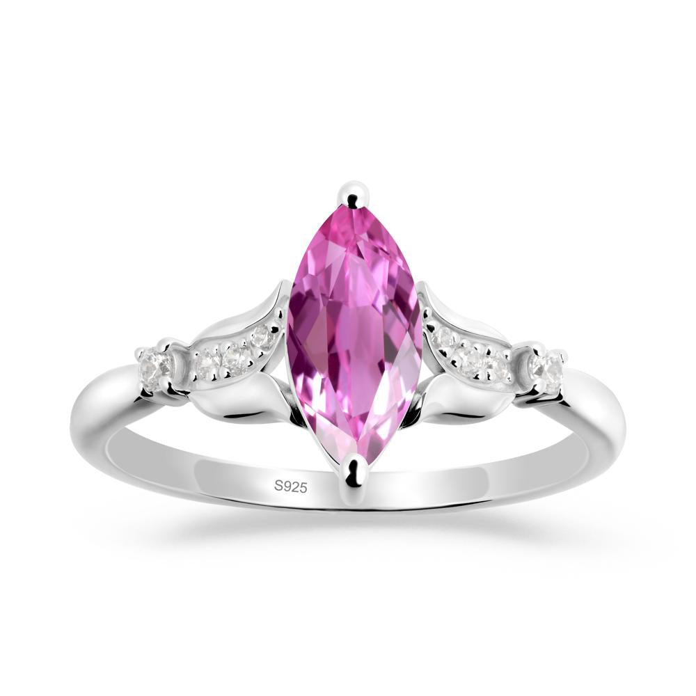 Marquise Pink Sapphire Floral Engagement Ring - LUO Jewelry #metal_sterling silver