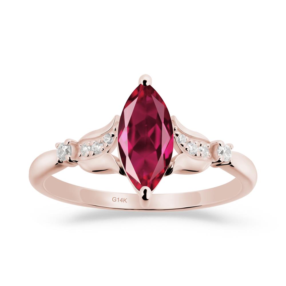 Marquise Ruby Floral Engagement Ring - LUO Jewelry #metal_14k rose gold