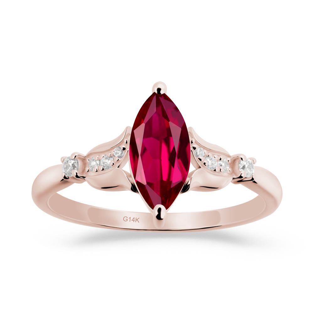 Marquise Ruby Floral Engagement Ring - LUO Jewelry #metal_14k rose gold