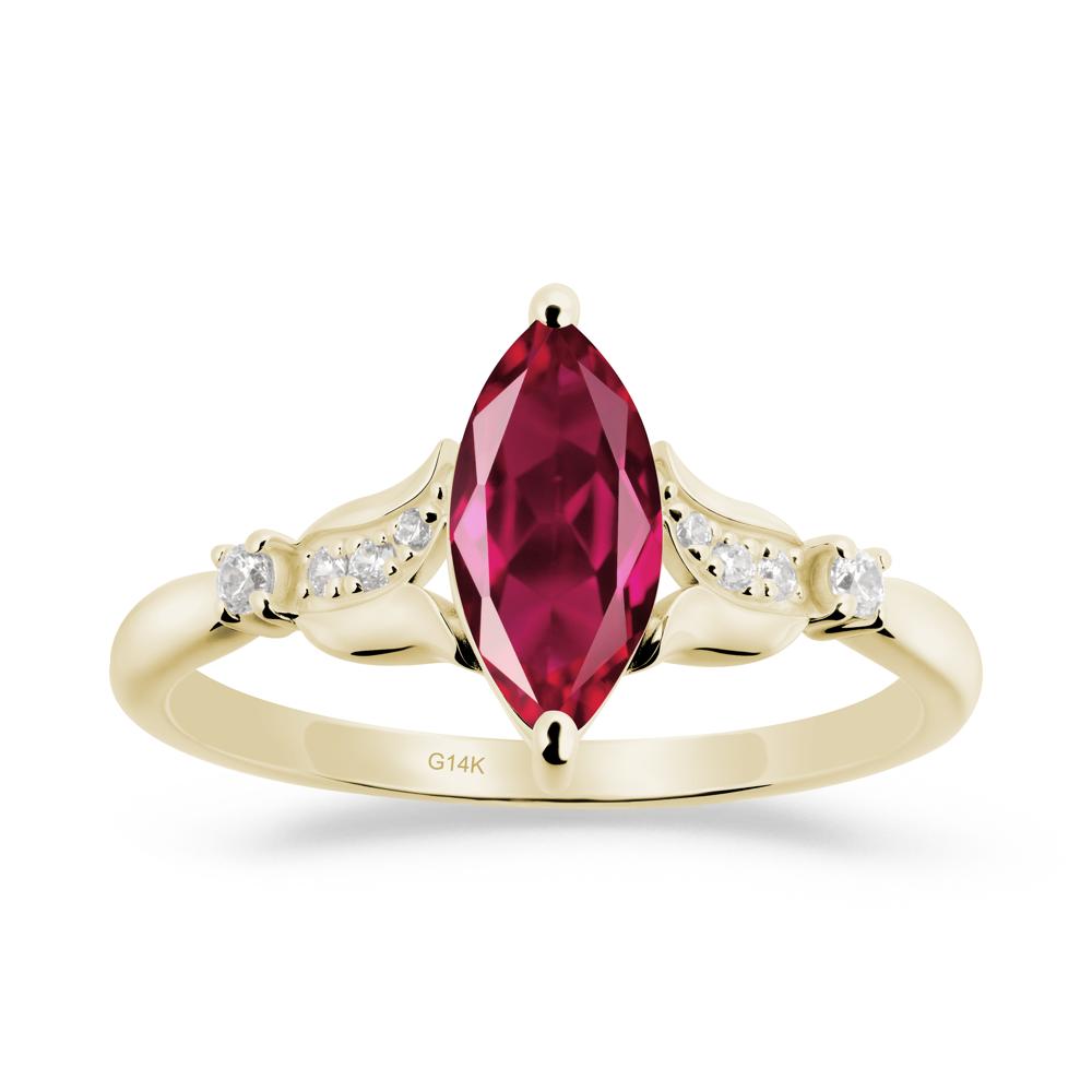 Marquise Ruby Floral Engagement Ring - LUO Jewelry #metal_14k yellow gold