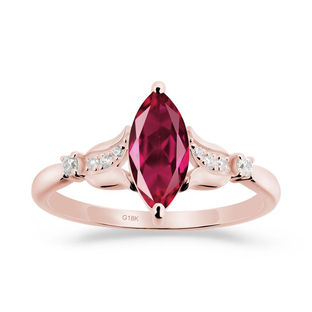 Marquise Ruby Floral Engagement Ring - LUO Jewelry #metal_18k rose gold