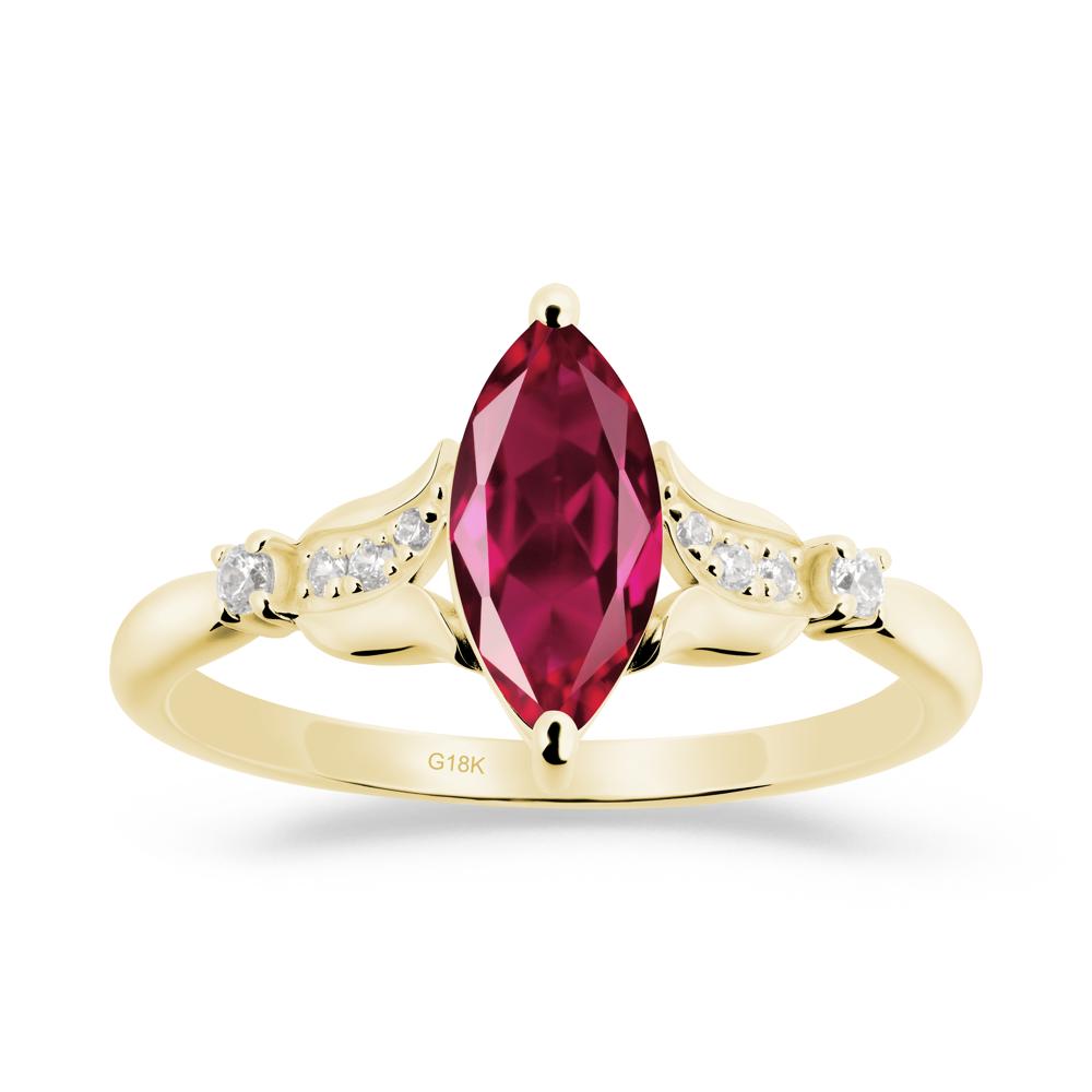Marquise Ruby Floral Engagement Ring - LUO Jewelry #metal_18k yellow gold