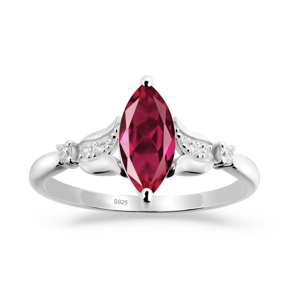 Marquise Ruby Floral Engagement Ring - LUO Jewelry #metal_sterling silver