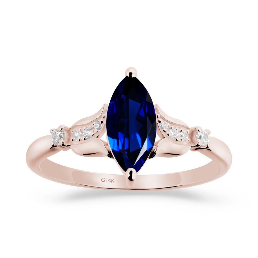 Marquise Sapphire Floral Engagement Ring - LUO Jewelry #metal_14k rose gold