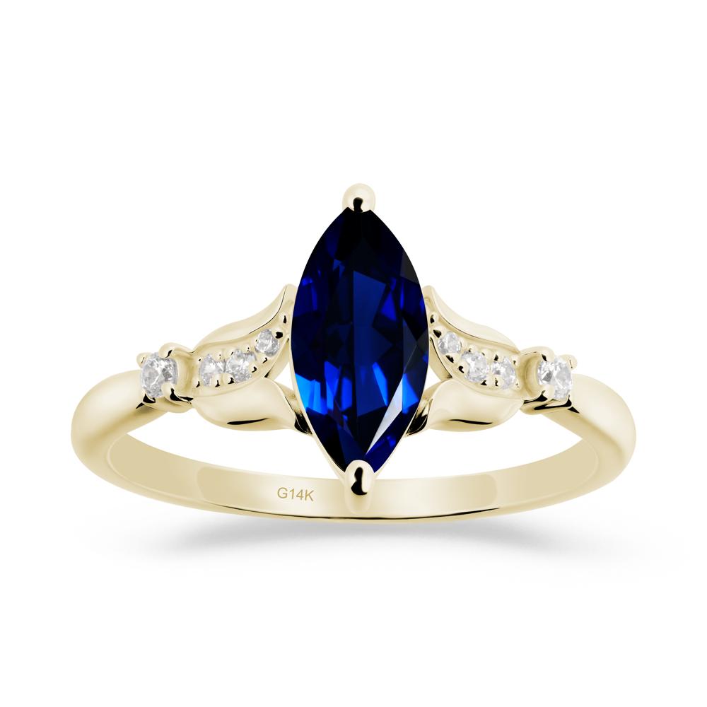 Marquise Sapphire Floral Engagement Ring - LUO Jewelry #metal_14k yellow gold