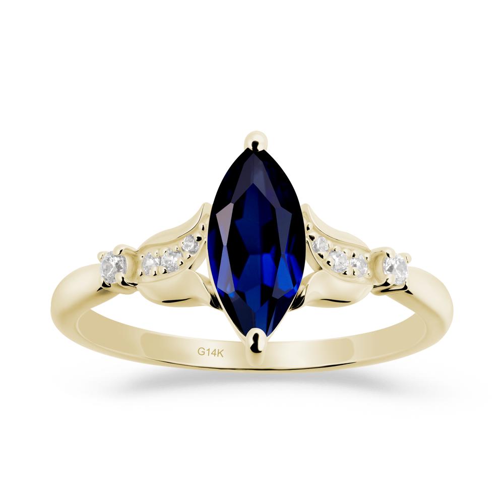 Marquise Sapphire Floral Engagement Ring - LUO Jewelry #metal_14k yellow gold