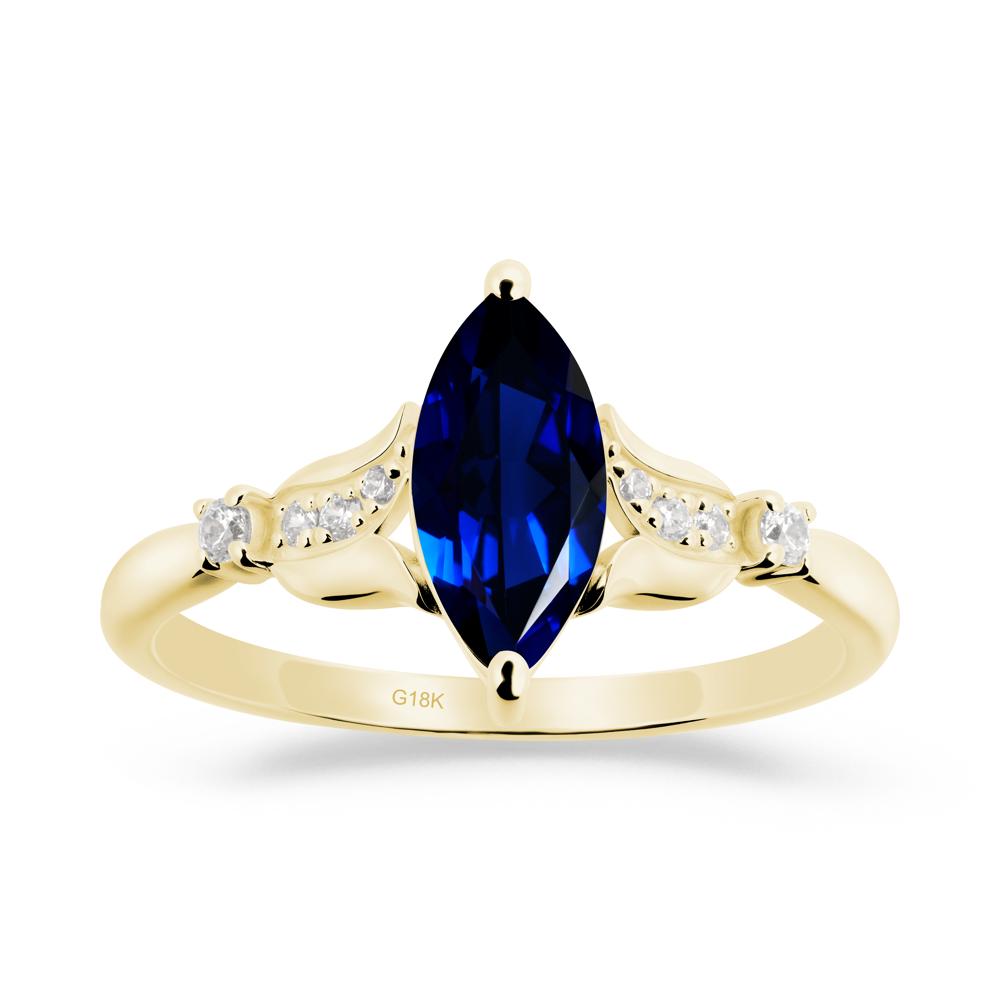 Marquise Sapphire Floral Engagement Ring - LUO Jewelry #metal_18k yellow gold