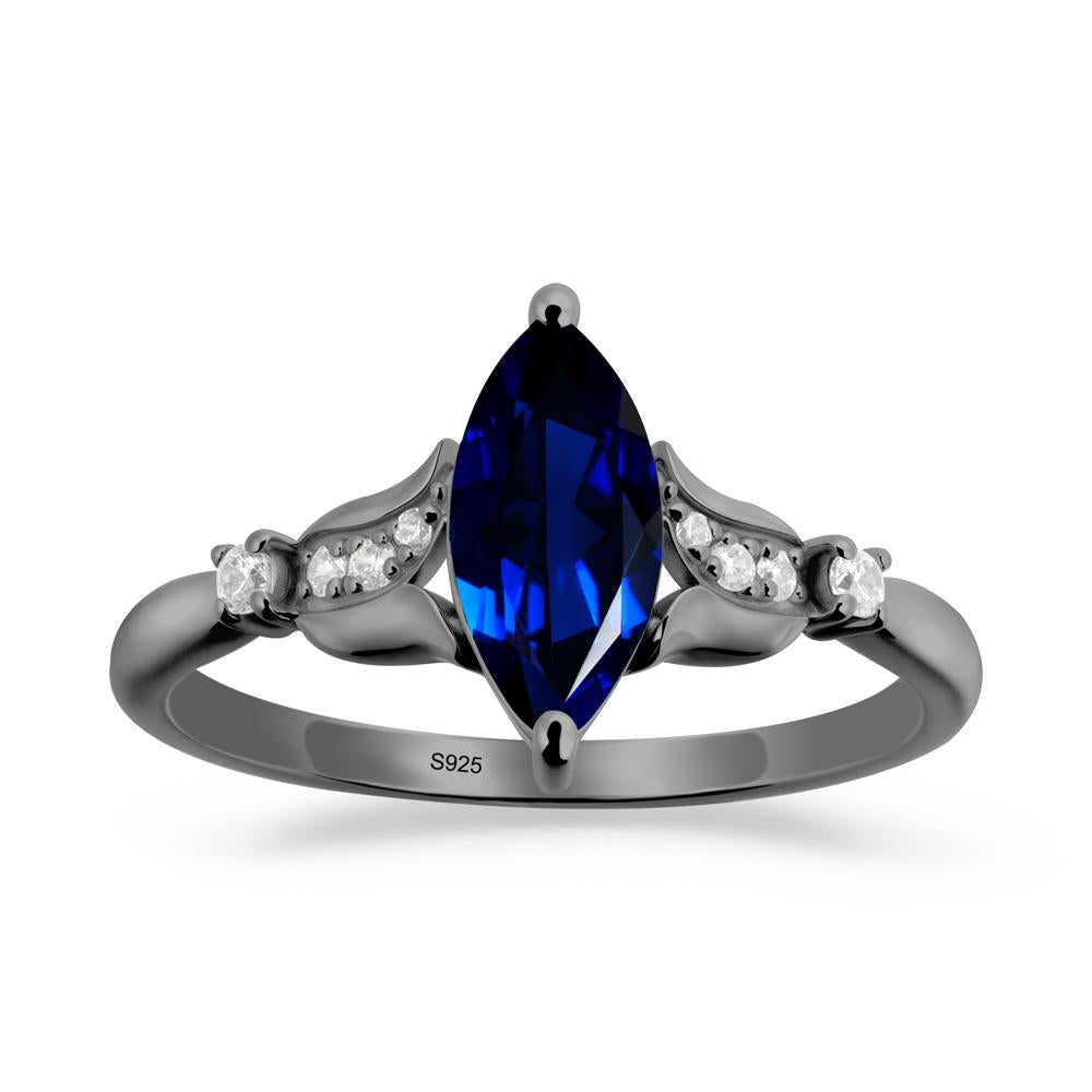 Marquise Sapphire Floral Engagement Ring - LUO Jewelry #metal_black finish sterling silver
