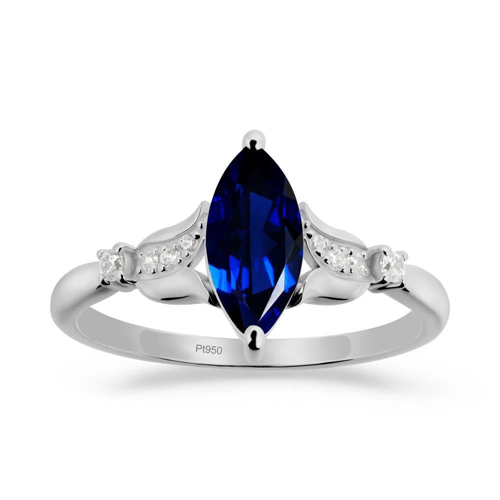 Marquise Sapphire Floral Engagement Ring - LUO Jewelry #metal_platinum