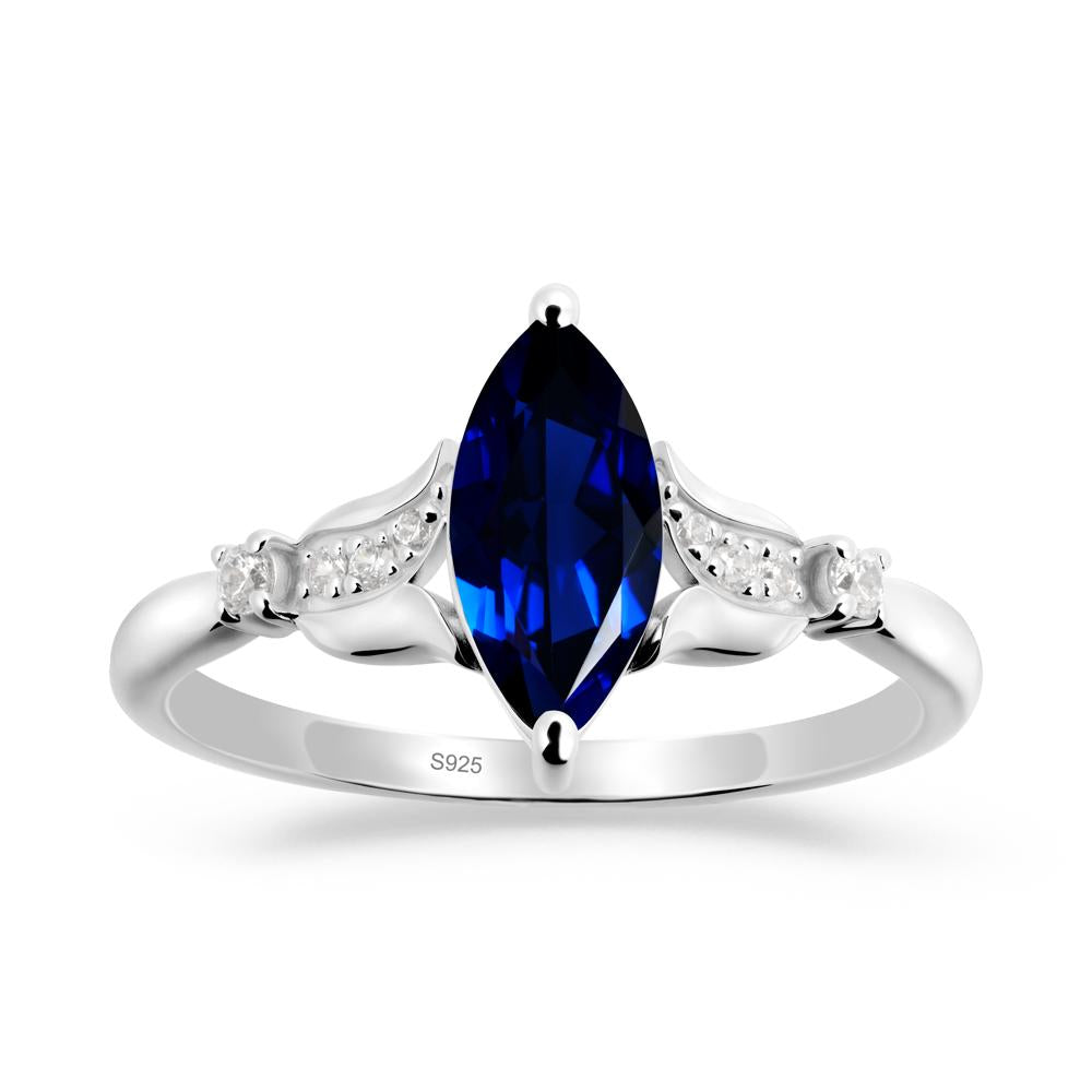 Marquise Sapphire Floral Engagement Ring - LUO Jewelry #metal_sterling silver