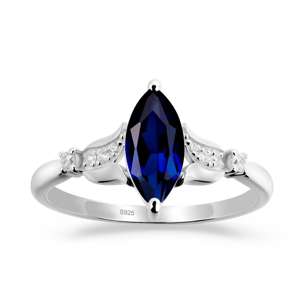 Marquise Sapphire Floral Engagement Ring - LUO Jewelry #metal_sterling silver