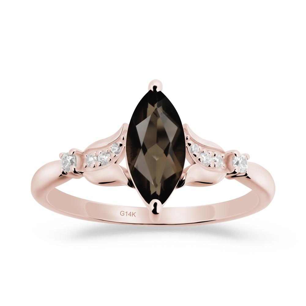 Marquise Smoky Quartz Floral Engagement Ring - LUO Jewelry #metal_14k rose gold