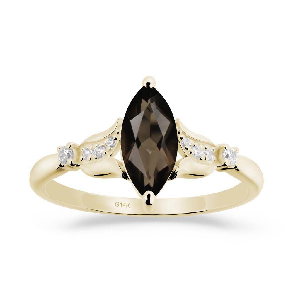 Marquise Smoky Quartz Floral Engagement Ring - LUO Jewelry #metal_14k yellow gold