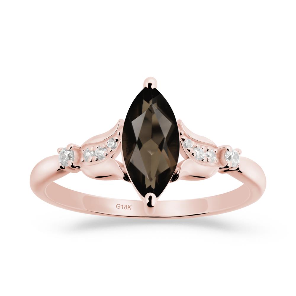 Marquise Smoky Quartz Floral Engagement Ring - LUO Jewelry #metal_18k rose gold