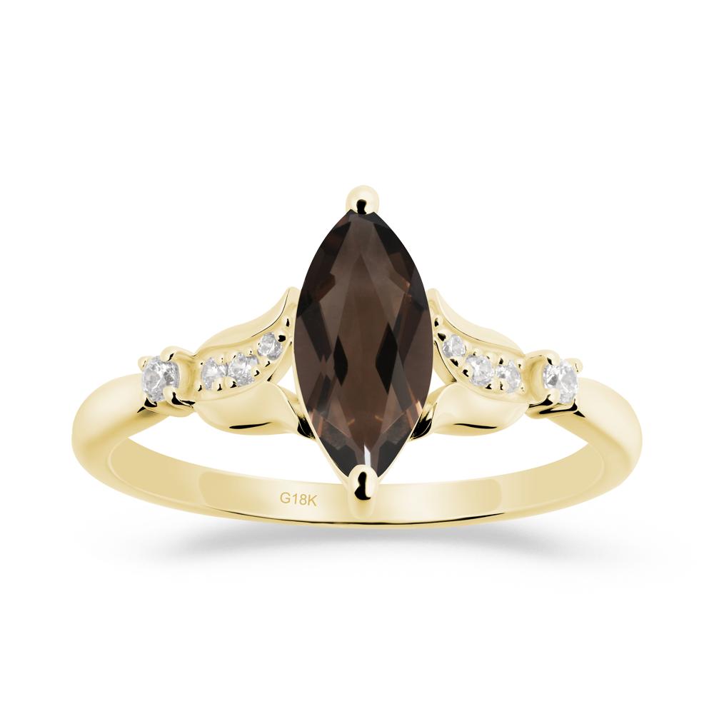 Marquise Smoky Quartz Floral Engagement Ring - LUO Jewelry #metal_18k yellow gold