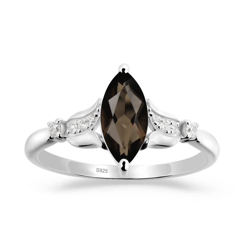 Marquise Smoky Quartz Floral Engagement Ring - LUO Jewelry #metal_sterling silver