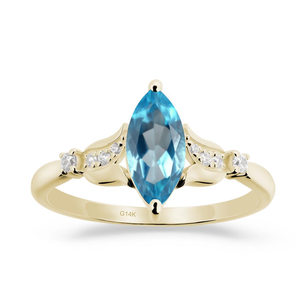 Marquise Swiss Blue Topaz Floral Engagement Ring - LUO Jewelry #metal_14k yellow gold